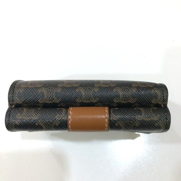 CELINE Triomphe Small trifold Compact wallet Trifold wallet PVC/Leather Brown - Picture 13 of 16
